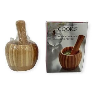 Cook’s Supply Co. Bamboo Mortar & Pestle Set NIB